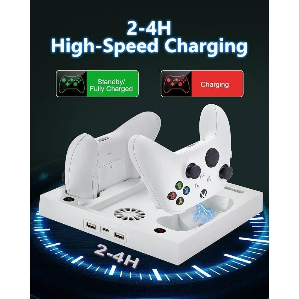 Lictin Cooling Fan Charging Station for Series S + Controller x2 battery Packs